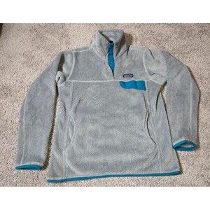 Patagonia ReTool Pullover Sweater Snap-T Fleece Gray Teal Size Medium